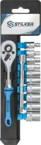 SODISE 67501 - LLAVE DE CARRACA DE 1/4" Y 45 DIENTES CON 10 VASOS (4-13 MM)